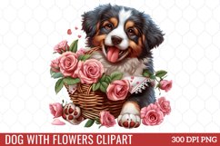 Dog With Flowers Clipart Product Image 1