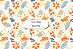 Summer Beach Seamless Pattern with Coastal Icons Product Image 1