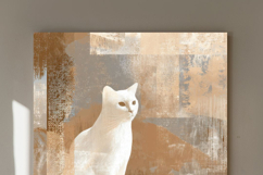 Neutral Beige Modern Art | Minimalist Cat Illustration Product Image 3