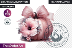 Pastel Floral baby shower wedding coquette pumpkin bow PNG Product Image 1