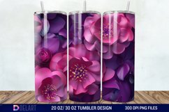 3D Fuchsia and Violet Flowers Tumbler Wrap Product Image 1