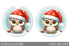 Christmas Owl Car Coaster. Christmas Car Coaster Design Product Image 1