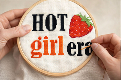 Cross stitch Hot girl era pattern strawberry and viral phase Product Image 5
