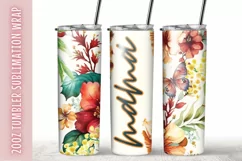 Summer flowers mama Watercolor 20Oz Tumbler Sublimation Product Image 1