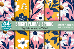 Bright Floral Spring Digital Paper Background Bundle PNG Product Image 6