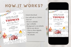 Fire Truck Birthday Invitation Template Product Image 5