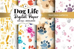 Dog Paw Digital Paper Seamless Scrapbook Paper Product Image 1