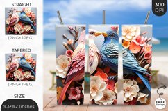 3D Cute Birds Tumbler Wrap| 3D Bird Sublimation Product Image 1