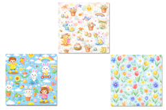 Easter Seamless Patterns Bundle 6 Spring JPG PNG 12x12 Product Image 3