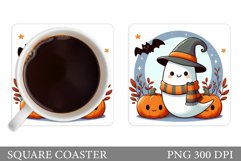 Cute Ghost Coaster Design. Halloween Coaster Sublimation Product Image 1