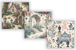 French Country Toile Bundle Paper, Seamless Digital Paper Product Image 5