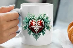Christmas Hearts Watercolor Clipart, Christmas PNG Product Image 5
