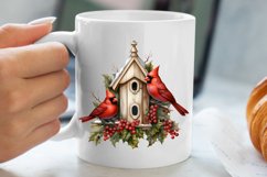 Christmas Cardinal Watercolor Clipart, Christmas Cardinal Product Image 5