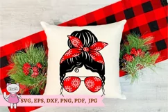 Christmas messy bun svg, Mom Life snowflake svg Product Image 3