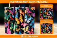 3D Cute Butterfly Tumbler Wrap Designs, Sublimation Wrap Product Image 1