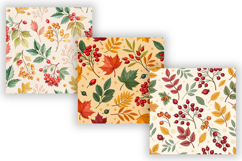 Autumn Berries &amp; Foliage Digital Papers, Seamless Pattern Product Image 5
