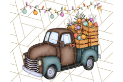 Vintage Christmas Truck Clipart PNG, Retro Holiday Vehicle Product Image 5