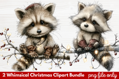 2 Whimsical Christmas Clipart | Cute Festive Holiday PNG Product Image 1