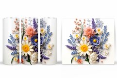 3D Flowers Tumbler Wrap. Flowers Tumbler Sublimation Product Image 2