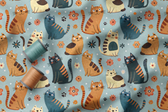 Cute Cats Seamless Patterns, Doodle Cat PNG, Cat Lover Print Product Image 4