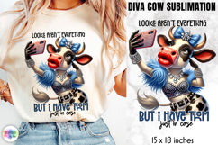 Funny Glamorous Cow Sublimation, Sassy Quotes PNG Product Image 1