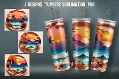 Summer 3D Tumbler Wrap |Tumbler Wrap Sublimation PNG Product Image 1