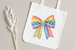 Geometric Rainbow Coquette Bow Clipart with Patterns Product Image 4