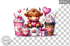 Valentine&#039;s Day Highland Cow - Valentine Clipart Sublimation Product Image 1