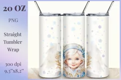 Christmas Sublimation Tumbler Design, Watercolor Cute Angel Product Image 1