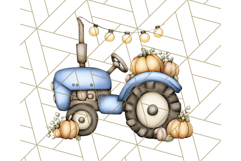 Fall Tractor Clipart PNG, Vintage Tractors With Pumpkins Product Image 5