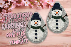 Elegant Teardrop Earrings Sublimation Template , Snowman Product Image 1