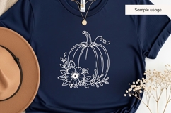 Hand Drawn Floral Pumpkin SVG With Leaves Product Image 5