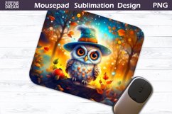 Fall Owl MousePad | Fall Mouse Pad Sublimation Product Image 1