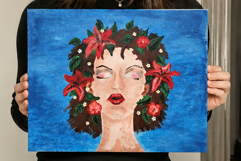 Women with flowers in the hair print wall art of painting Sl Product Image 5