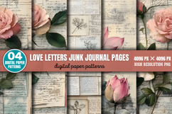 Love letters Junk Journal Pages Background Paper Bundle PNG Product Image 6