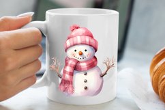 Cute Pink Christmas Snowman Sublimation Clipart Product Image 5