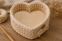 Heart basket base digital file 8 inch 20 cm. crochet wicker Product Image 5