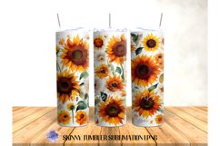 Watercolor Sunflowers 20 OZ Tumbler Sublimation design Product Image 5