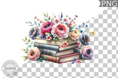Books Flowers Sublimation- Clipart PNG Design Product Image 1