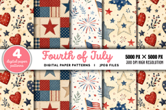 Fourth Of July Watercolor Digital Paper Pattern JPG Product Image 1