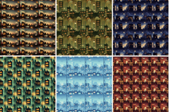 Lofi Night Cityscape Digital Paper,Cozy Anime City Pattern Product Image 5