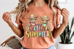 Hello Summer PNG Highland Cow Clipart Cute Calf Sublimation Product Image 5