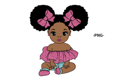Black Baby Girl SVG Afro Puffs Pink Bows | 5 glitters collor Product Image 5