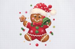 Watercolor Christmas Gingerbread Man Clipart Bundle PNG Product Image 6