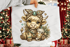 Cute Highland Cow PNG Design | Boho Cow Coffee Sublimation Product Image 5