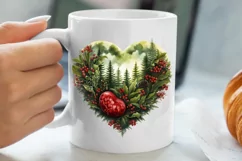 Christmas Hearts Watercolor Clipart, Christmas PNG Product Image 5