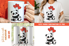 Cute Panda Valentine Sublimation PNG Product Image 1