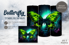 Neon Butterfly Tumbler wrap fantasy toxic green Butterfly Product Image 1