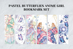 Pastel Butterflies Anime Girl Bookmark Set,Kawaii Aesthetic Product Image 5
