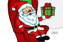 Santa Claus in a chair by the Christmas tree, Christmas Tree Product Image 3